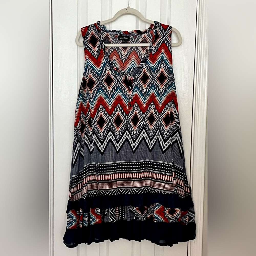 RAINDROPS WOMENS SHIFT, IKAT DESIGN, size xl